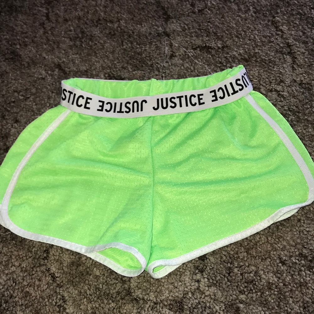 neon green justice shorts